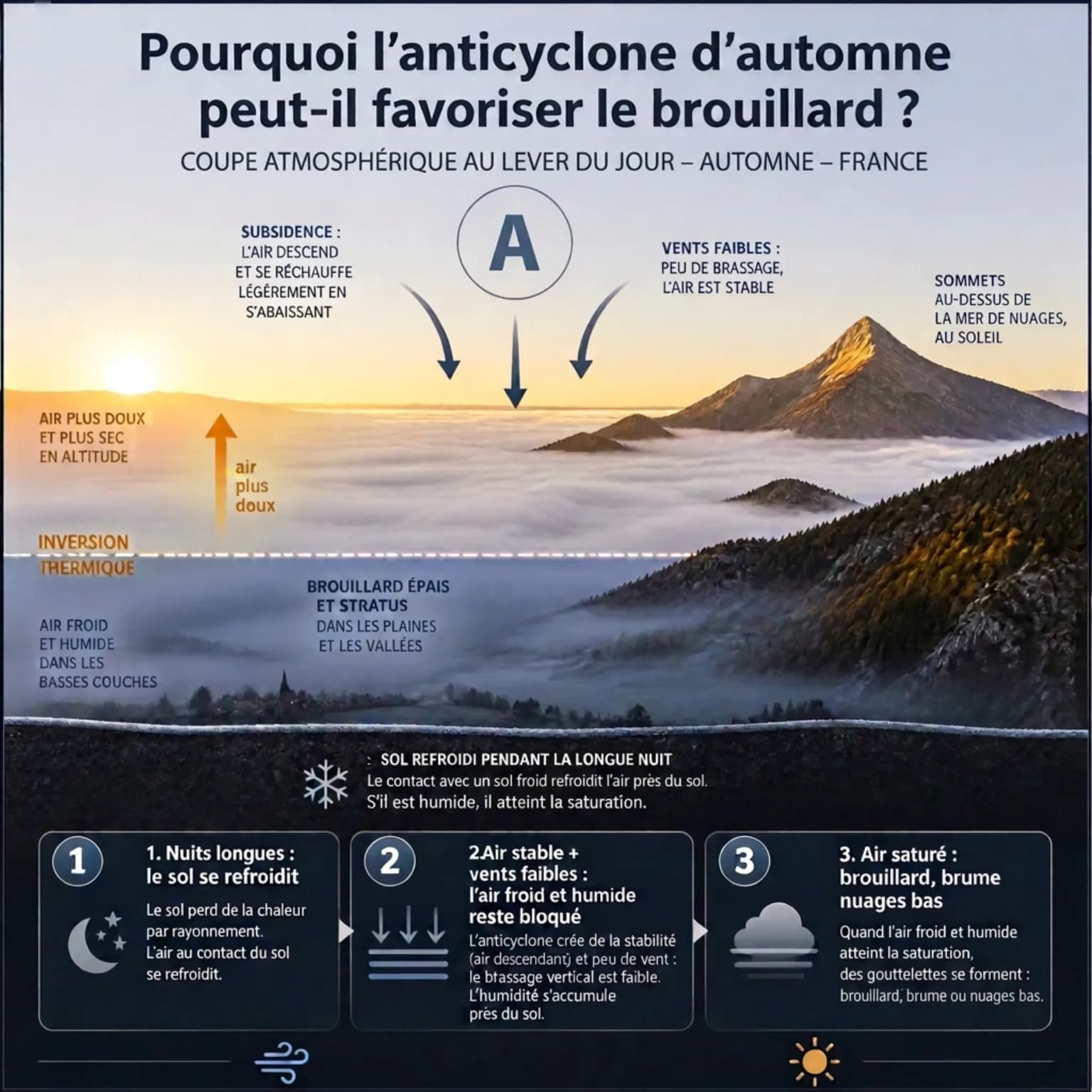 Schéma explicatif de l'anticyclone d'automne
