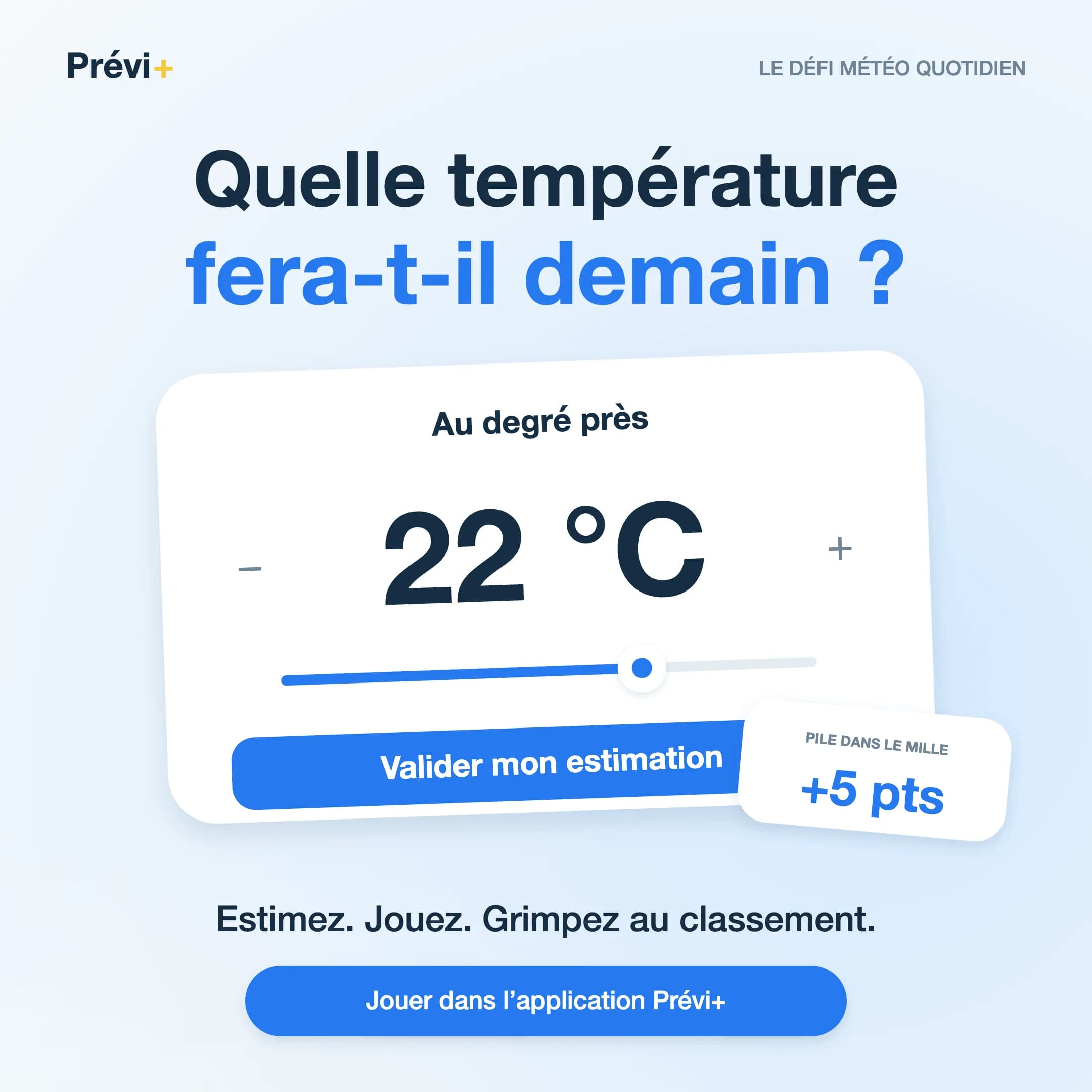 Estimez la température du lendemain, gagnez des points et progressez au classement.